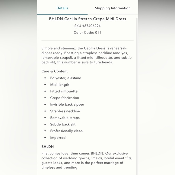 BHLDN Cecilia Stretch Crepe Midi dress - Picture 3 of 6